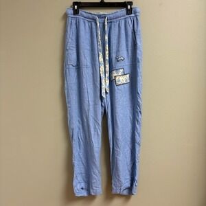 Peter Alexander Womens Loungeβ Pants Size M Blue Comfy Dog Embroidered Patchwork
